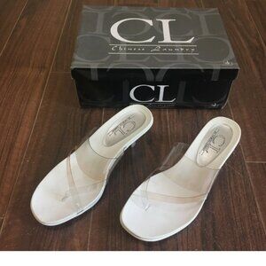 NEW Chinese Laundry Petra White Clear Vinyl 2 Inch Heels